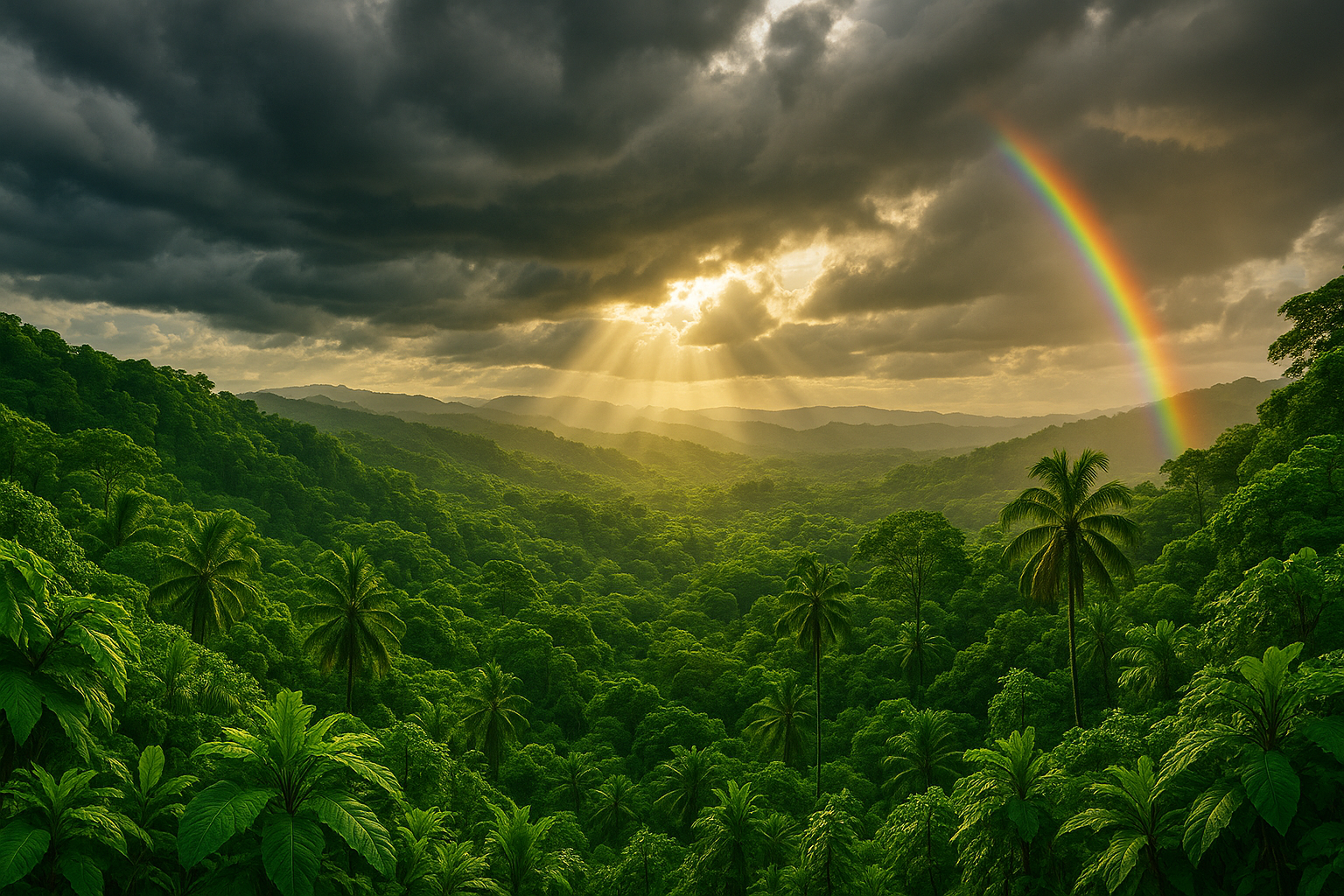 Lush green Costa Rica landscape after rain