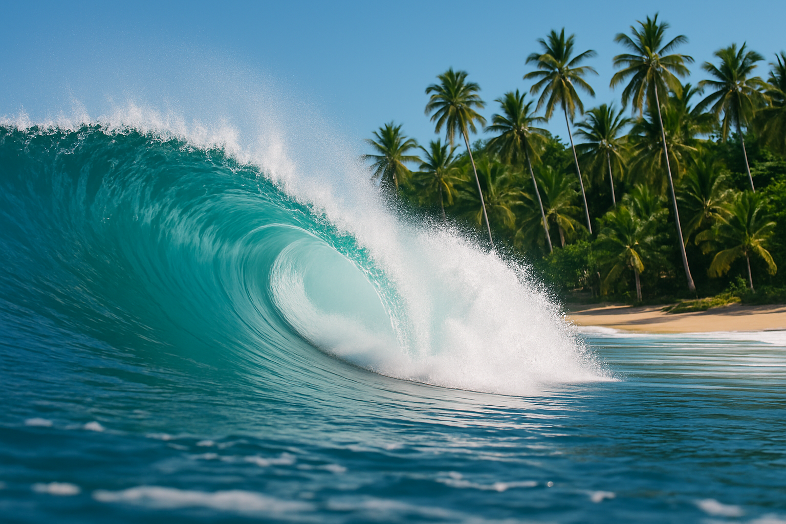 Wave breaking on Costa Rica beach