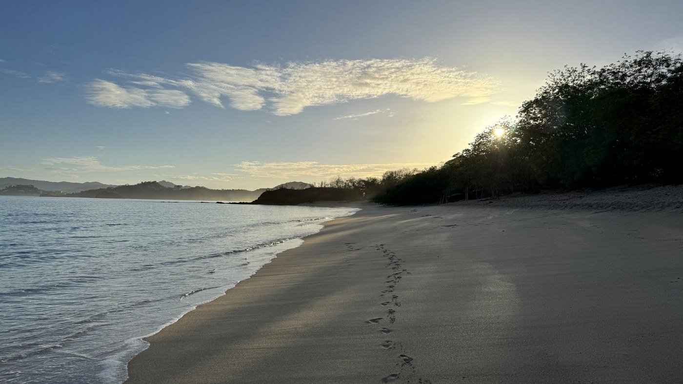 Playa Conchal Costa Rica - aerial view of the shell beach with turquoise water