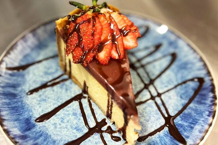 Hazel's Flamingo - homemade passion fruit cheesecake and dessert plating