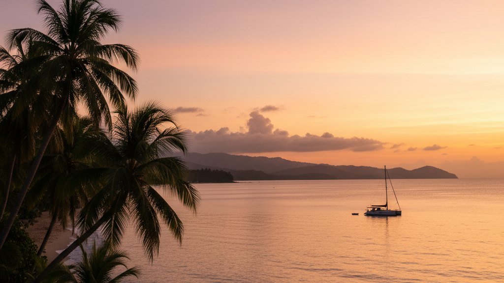 Calm cove at golden hour