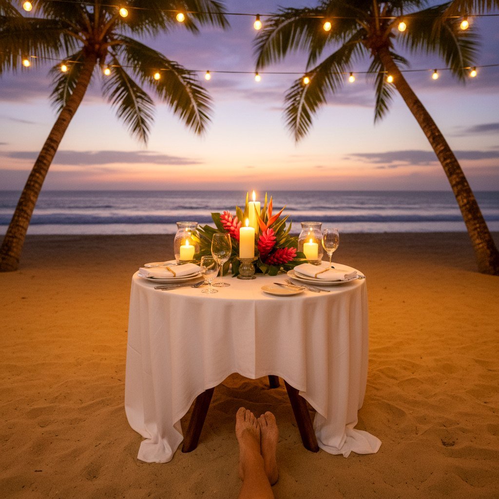 Costa Rica luxury villa private beach picnic for two with linen and wine