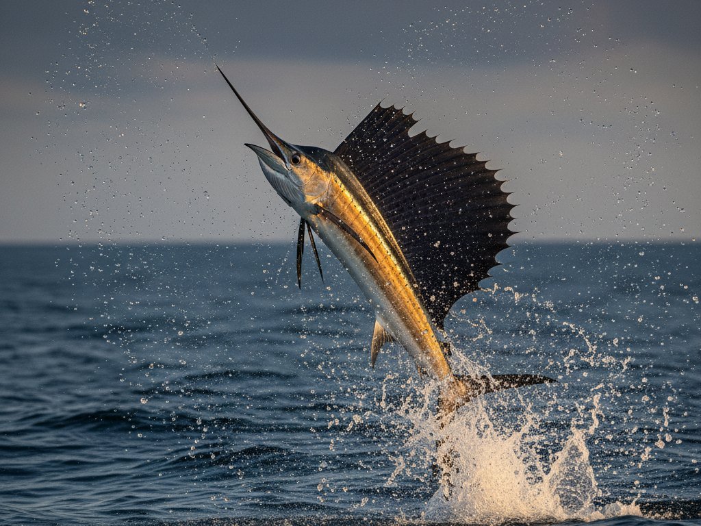 Pacific sailfish leaping - what is at stake when you book a Costa Rica fishing charter