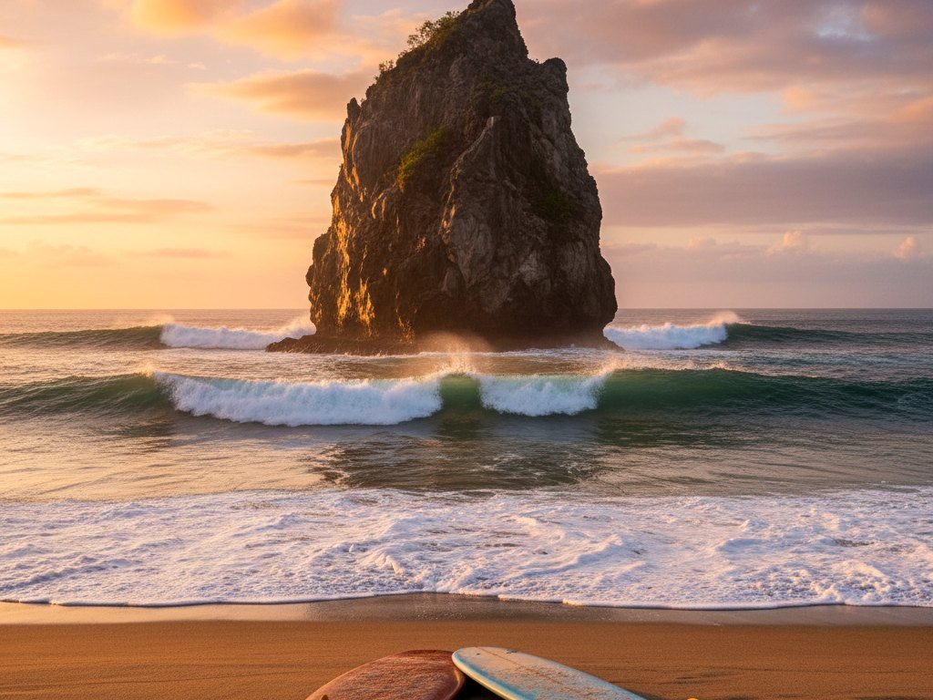 Witch's Rock surf spot Costa Rica - iconic volcanic rock formation in the Pacific