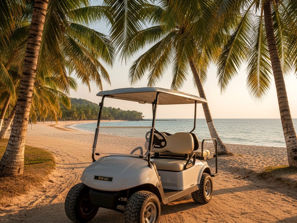 Golf cart in Tamarindo Costa Rica - the local way to get around the beach town