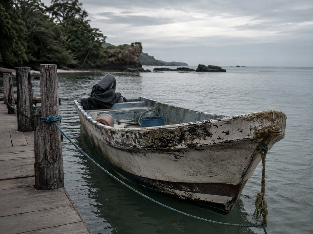 Old neglected unlicensed fishing boat