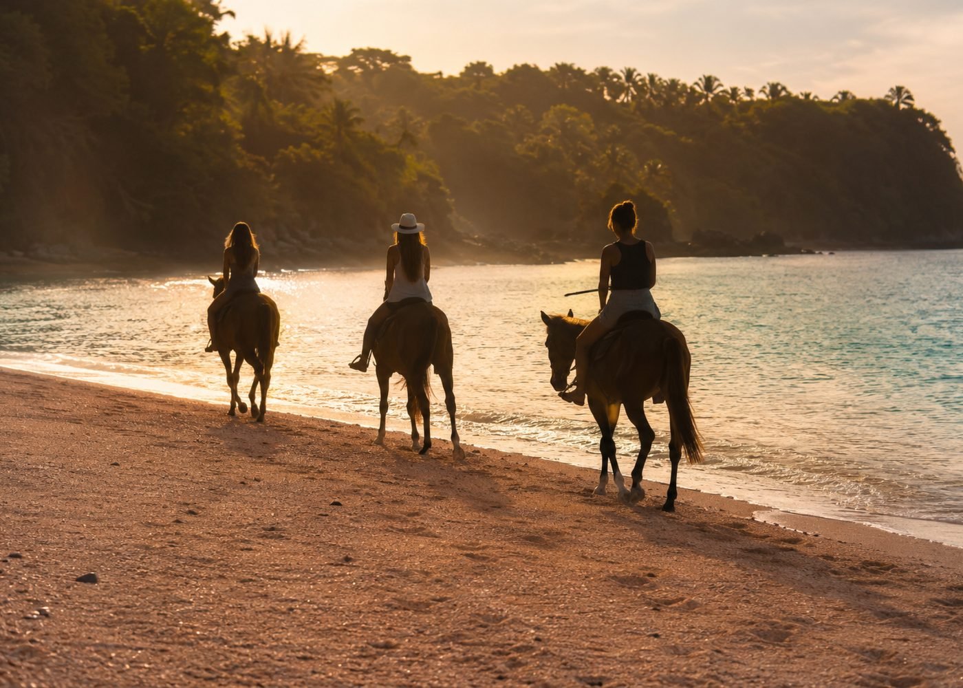 Playa Conchal shell beach at golden hour