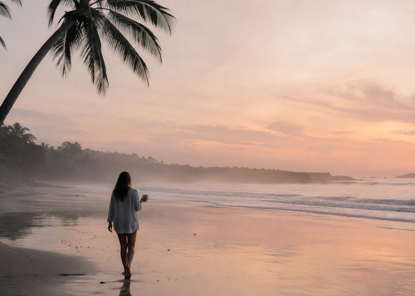 Sunrise palms on the Pacific coast