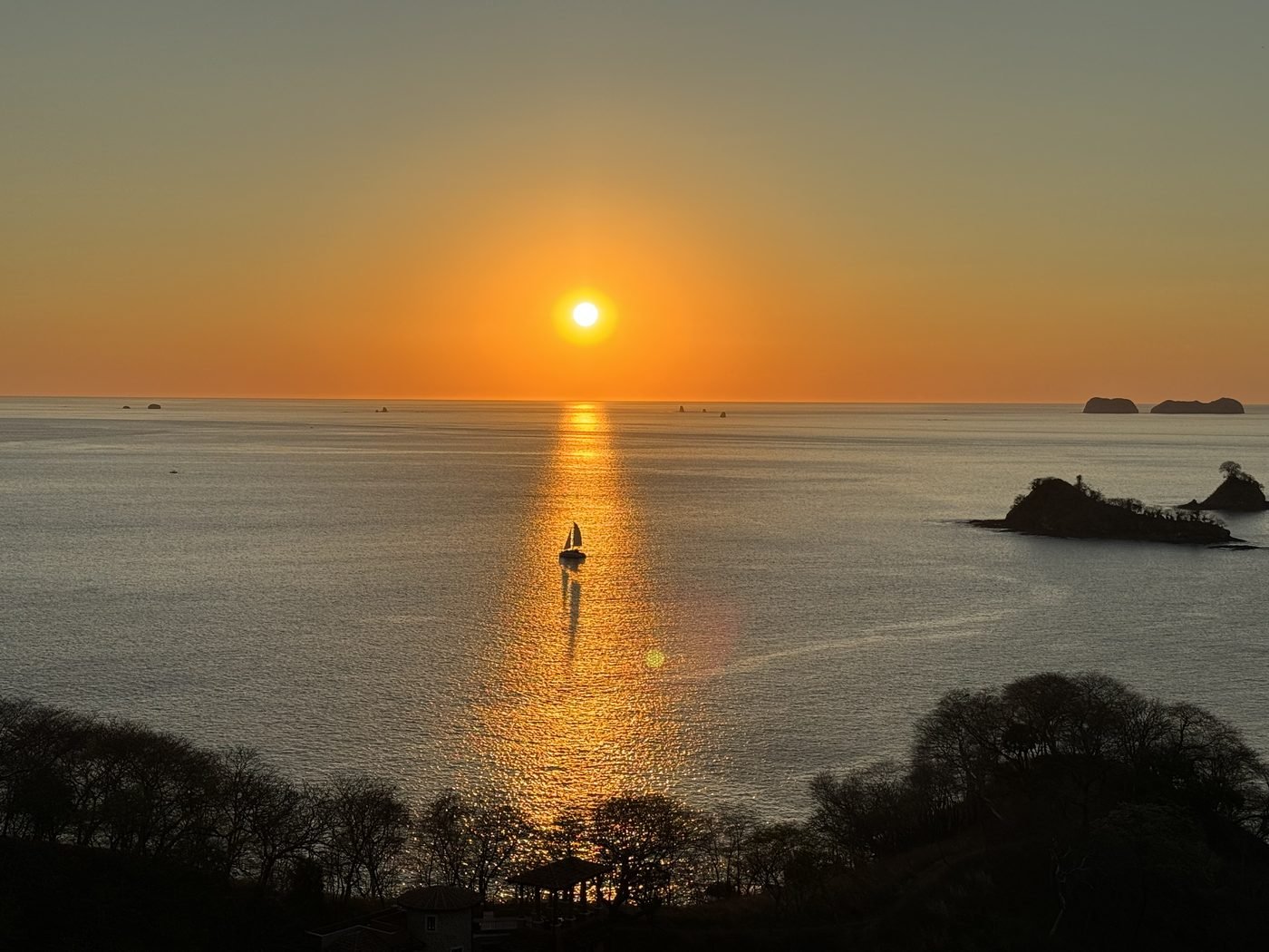 Sunset ocean view from a hilltop villa on the Guanacaste Gold Coast, Costa Rica